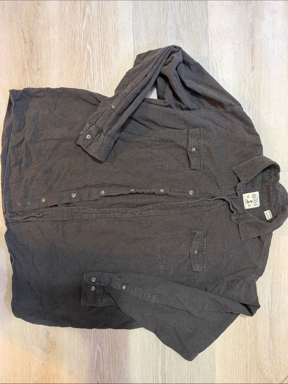 RedHead Men's Brown Long-Sleeve Casual Button-Down Shirt
